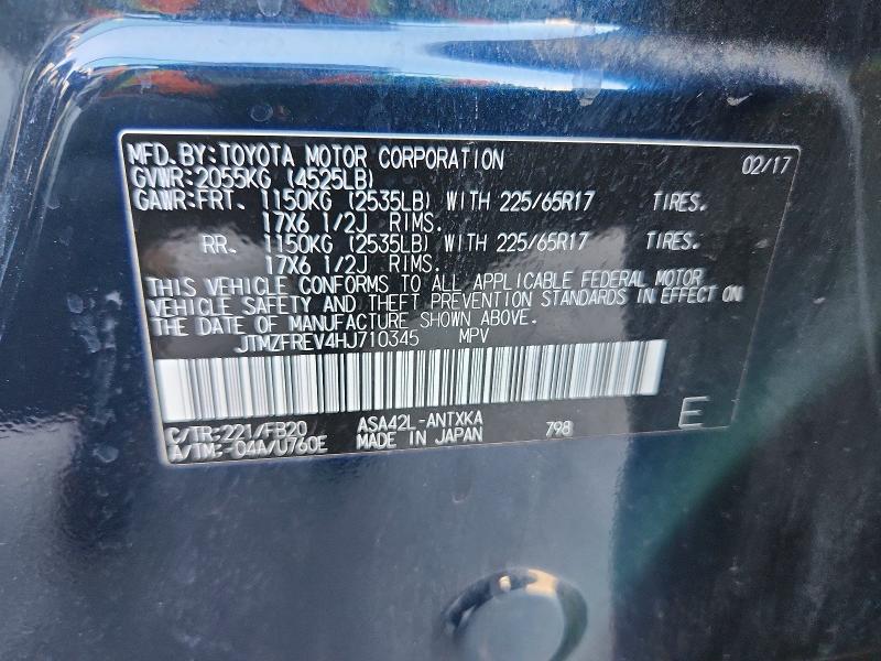 Aukcja sprzedaży 2017 Toyota Rav4, vin: JTMZFREV4HJ710345, numer aukcji: 61555536