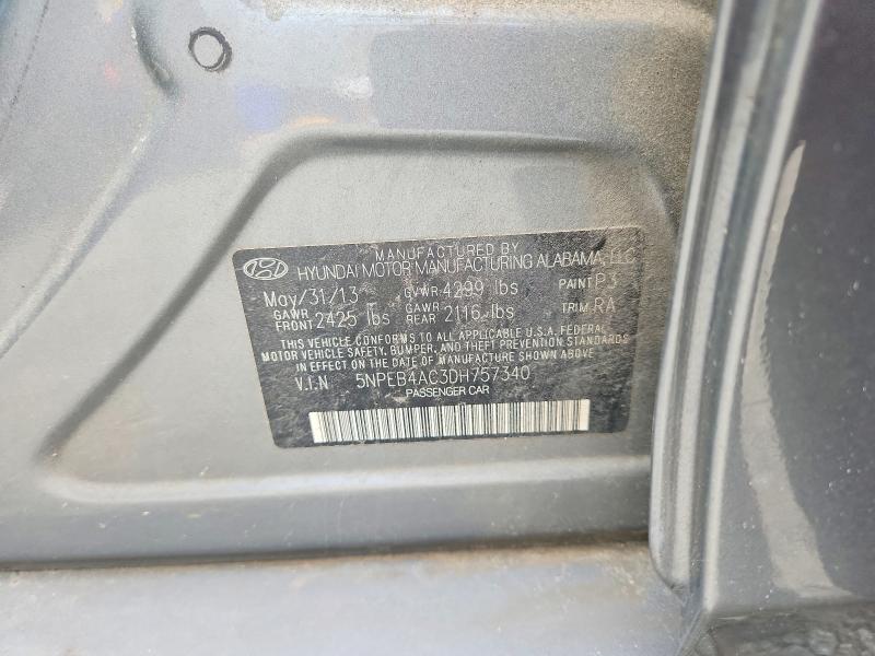 2013 Hyundai Sonata მანქანა იყიდება აუქციონზე, vin: 5NPEB4AC3DH757340, აუქციონის ნომერი: 62772536