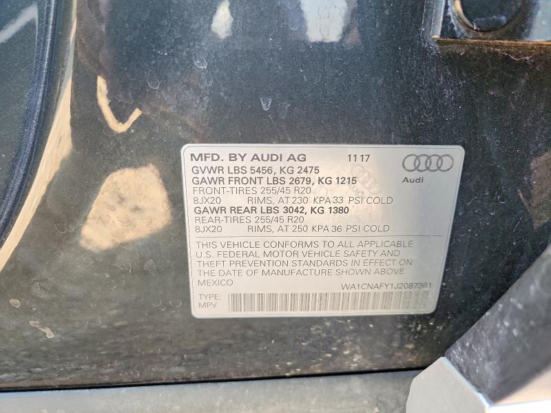 61900466 :رقم المزاد ، WA1CNAFY1J2087361 vin ، 2018 Audi Q5 مزاد بيع