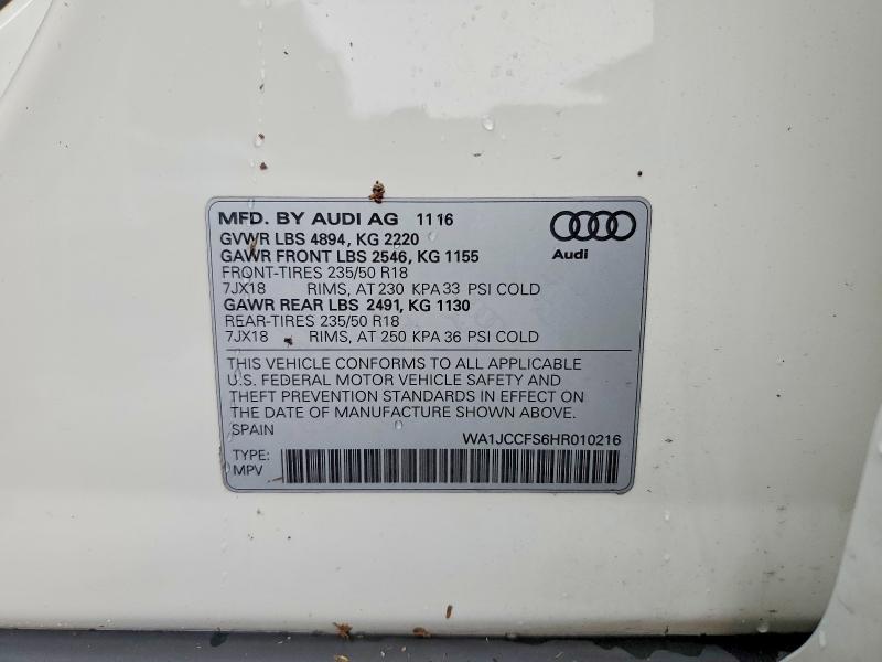 Продажа на аукционе авто 2017 Audi Q3, vin: WA1JCCFS6HR010216, номер лота: 60202546