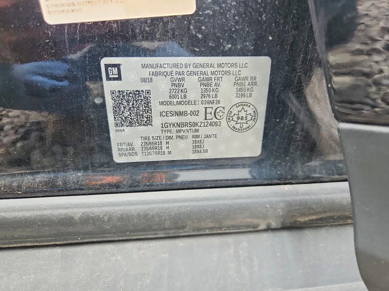 58985876 :رقم المزاد ، 1GYKNBRS0KZ124093 vin ، 2019 Cadillac Xt5 مزاد بيع