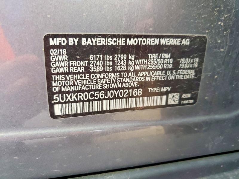 2018 Bmw X5 მანქანა იყიდება აუქციონზე, vin: 5UXKR0C56J0Y02168, აუქციონის ნომერი: 60823706