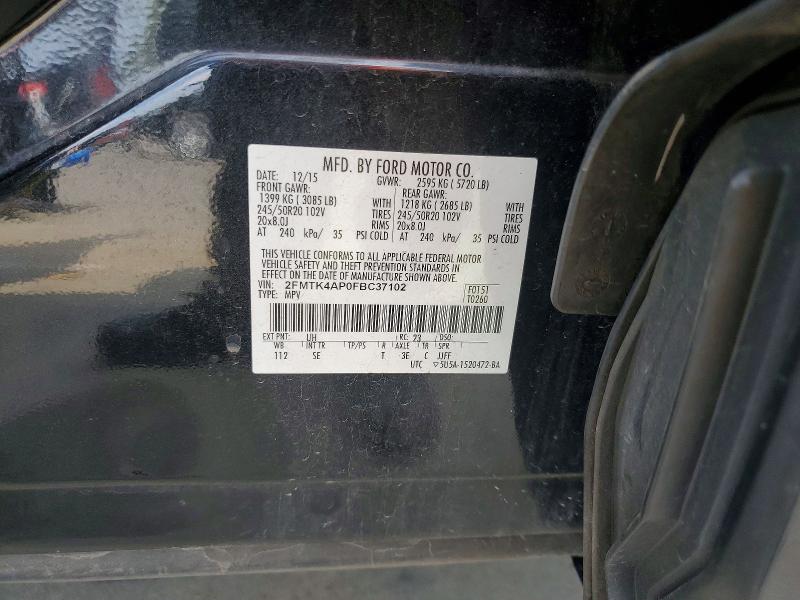 Продаж на аукціоні авто 2015 Ford Edge, vin: 2FMTK4AP0FBC37102, номер лоту: 63143786