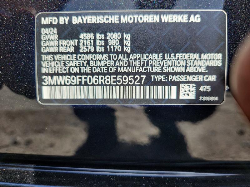 Продаж на аукціоні авто 2024 Bmw 330i, vin: 3MW69FF06R8E59527, номер лоту: 60480446
