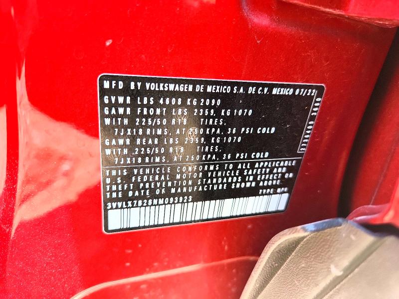 Aukcja sprzedaży 2022 Volkswagen Taos, vin: 3VVLX7B28NM093923, numer aukcji: 60455296