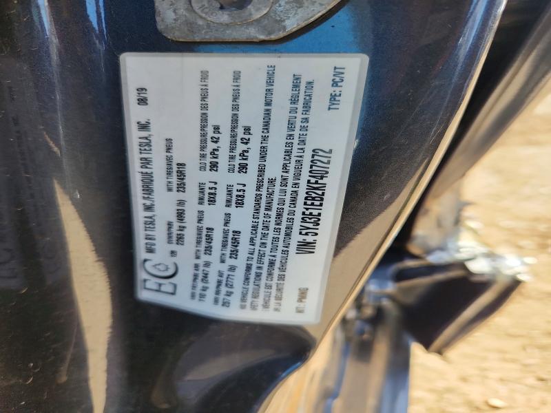 85609675 :رقم المزاد ، 5YJ3E1EB2KF407272 vin ، 2019 Tesla Model 3 مزاد بيع