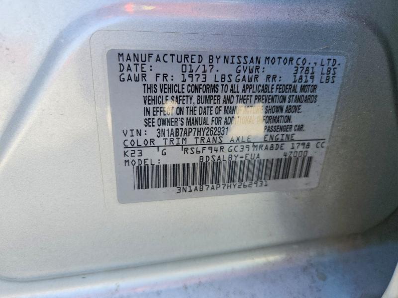 Продажа на аукционе авто 2017 Nissan Sentra, vin: 3N1AB7AP7HY262931, номер лота: 63364936