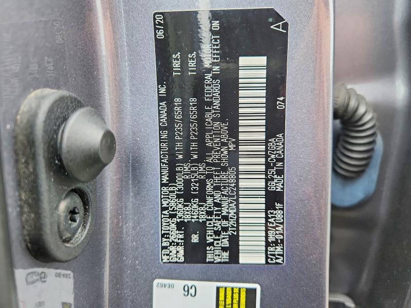 61564086 :رقم المزاد ، 2T2HZMDA7LC248805 vin ، 2020 Lexus Rx مزاد بيع