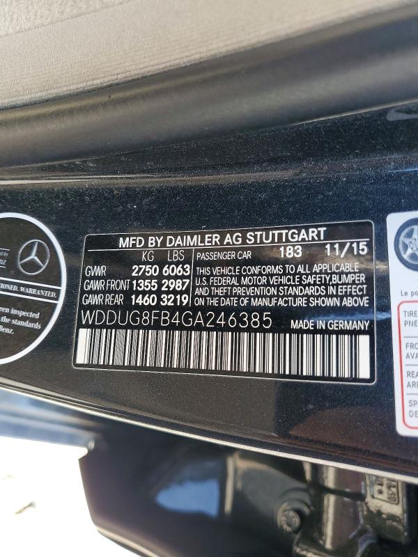60857776 :رقم المزاد ، WDDUG8FB4GA246385 vin ، 2016 Mercedes-benz S مزاد بيع