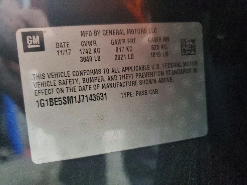 2018 Chevrolet Cruze მანქანა იყიდება აუქციონზე, vin: 1G1BE5SM1J7143631, აუქციონის ნომერი: 63180106