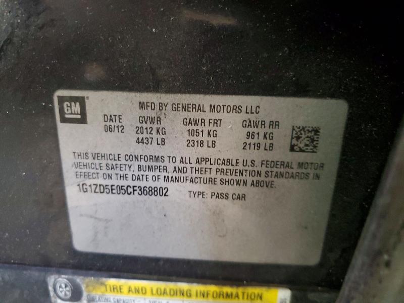 2012 Chevrolet Malibu მანქანა იყიდება აუქციონზე, vin: 1G1ZD5E05CF368802, აუქციონის ნომერი: 61497216