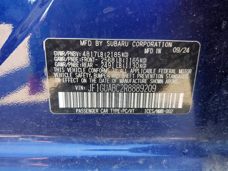 Aukcja sprzedaży 2024 Subaru Impreza, vin: JF1GUABC2R8889209, numer aukcji: 60990526