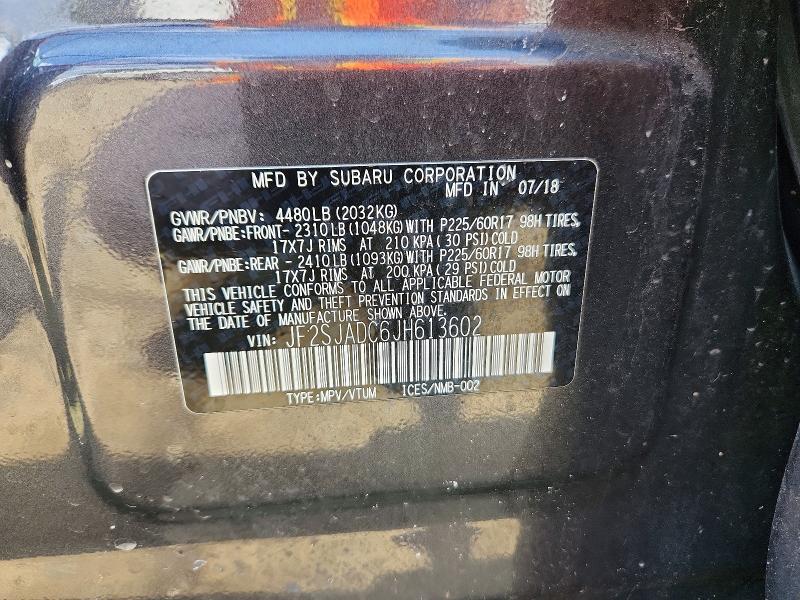 Продажа на аукционе авто 2018 Subaru Forester, vin: JF2SJADC6JH613602, номер лота: 61856986