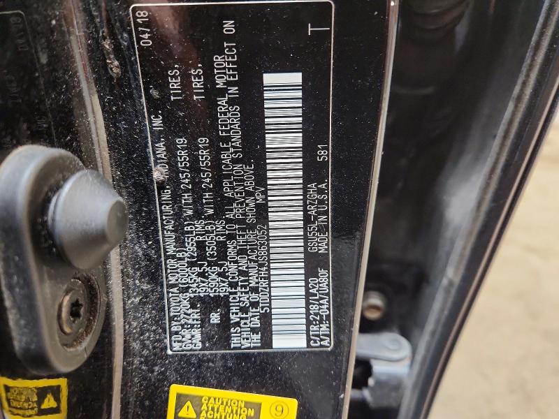 61310616 :رقم المزاد ، 5TDDZRFH4JS863052 vin ، 2018 Toyota Highlander مزاد بيع