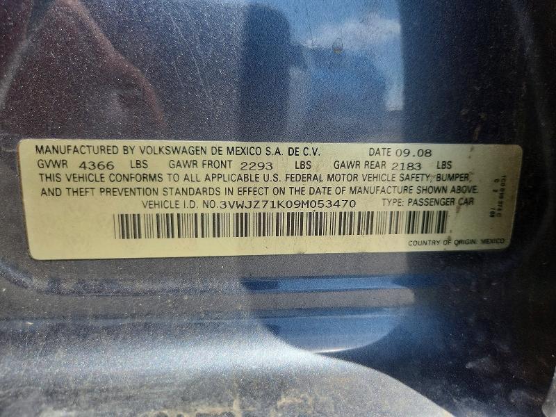Auction sale of the 2009 Volkswagen Jetta, vin: 3VWJZ71K09M053470, lot number: 63142566