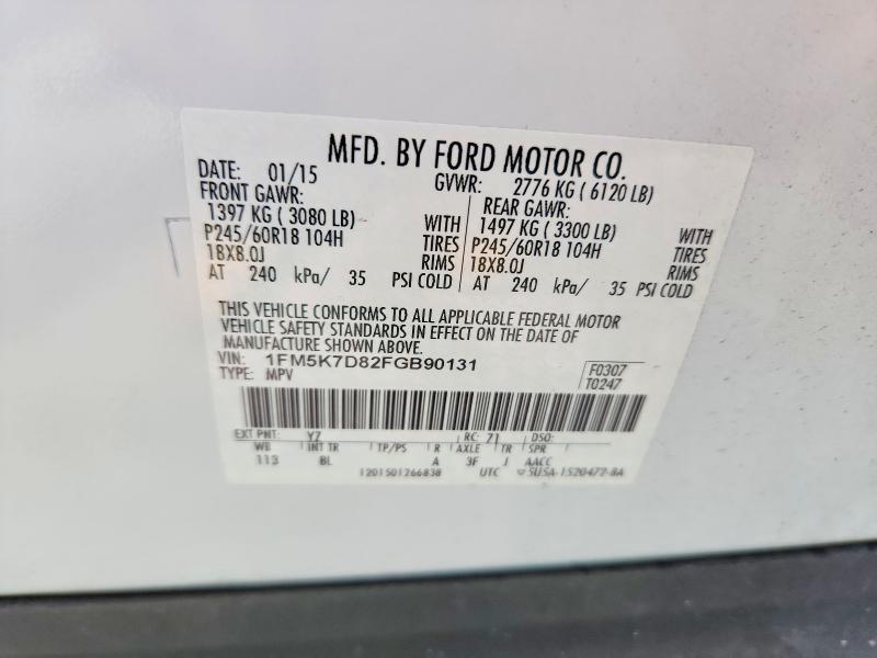 Aukcja sprzedaży 2015 Ford Explorer, vin: 1FM5K7D82FGB90131, numer aukcji: 61717186
