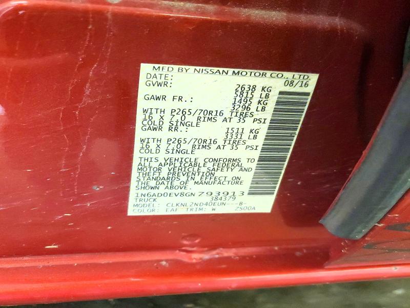 Продаж на аукціоні авто 2016 Nissan Frontier, vin: 1N6AD0EV8GN793913, номер лоту: 59951606