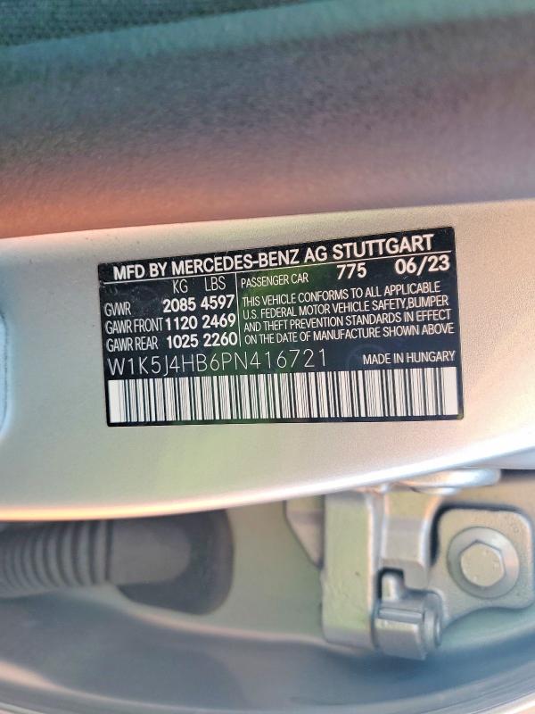 Aukcja sprzedaży 2023 Mercedes-benz Cla, vin: W1K5J4HB6PN416721, numer aukcji: 62143206