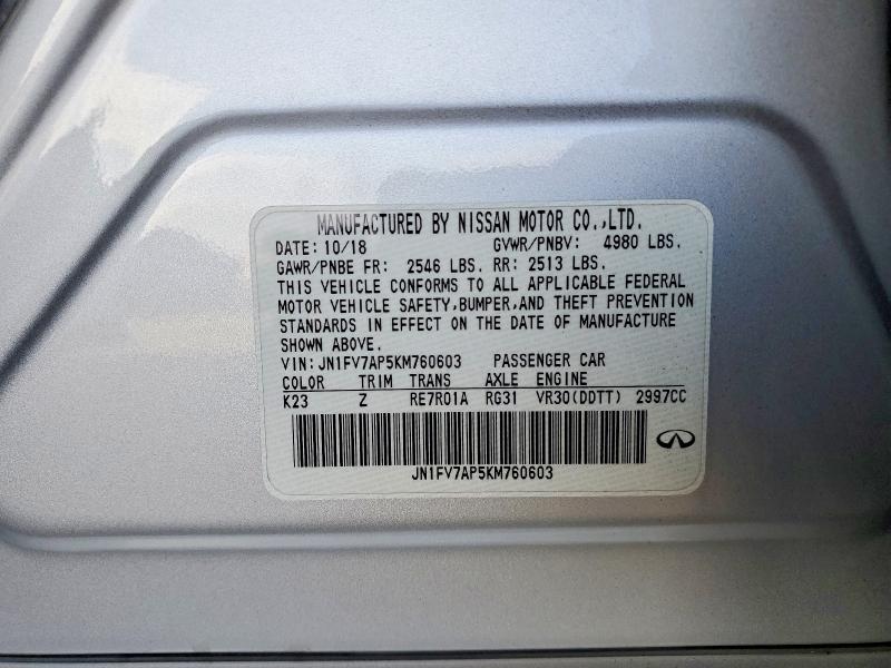 Продажа на аукционе авто 2019 Infiniti Q50, vin: JN1FV7AP5KM760603, номер лота: 61896546