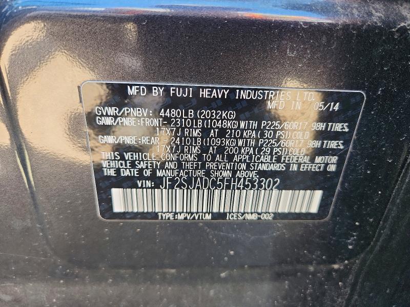 Продаж на аукціоні авто 2015 Subaru Forester, vin: JF2SJADC5FH453302, номер лоту: 62901406