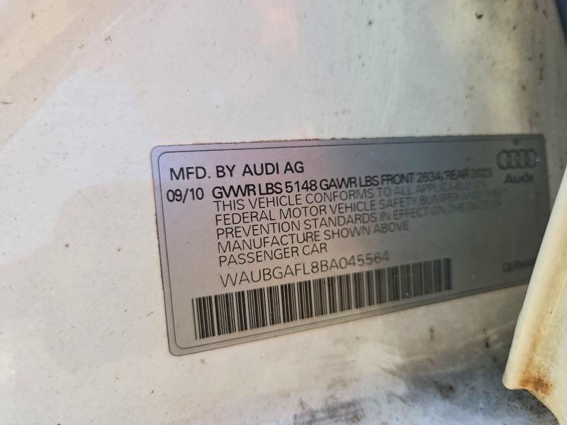 2011 Audi S4 მანქანა იყიდება აუქციონზე, vin: WAUBGAFL8BA045564, აუქციონის ნომერი: 59308666