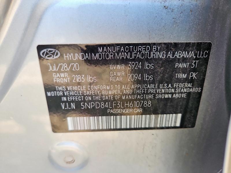Aukcja sprzedaży 2020 Hyundai Elantra, vin: 5NPD84LF3LH610788, numer aukcji: 60188706