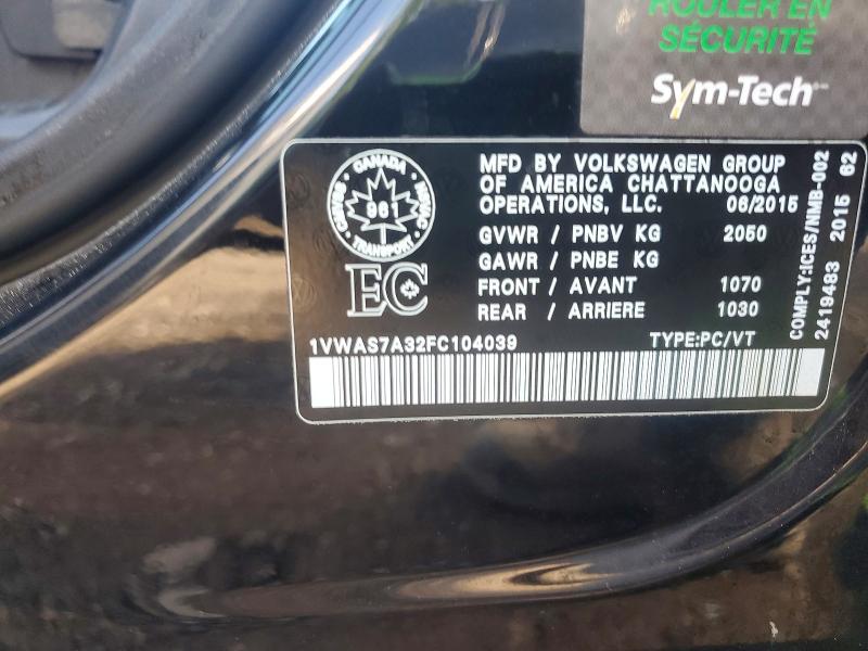 Aukcja sprzedaży 2015 Volkswagen Passat, vin: 1VWAS7A32FC104039, numer aukcji: 85981415