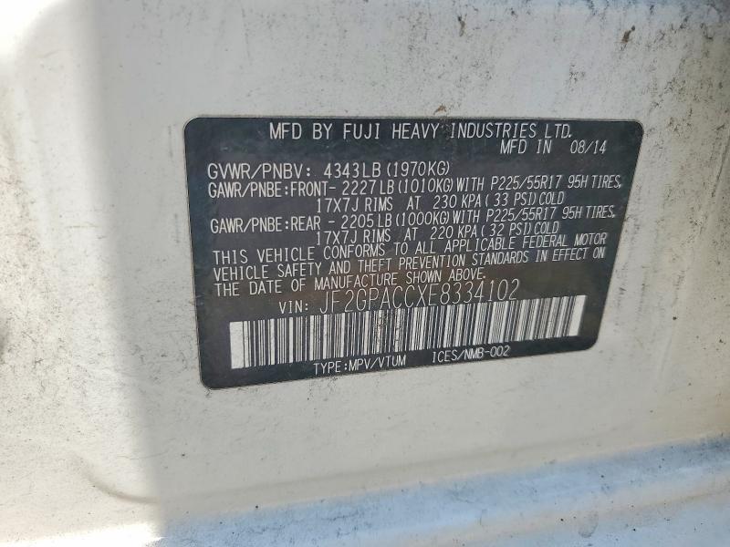 62874036 :رقم المزاد ، JF2GPACCXE8334102 vin ، 2014 Subaru Xv Crosstrek مزاد بيع