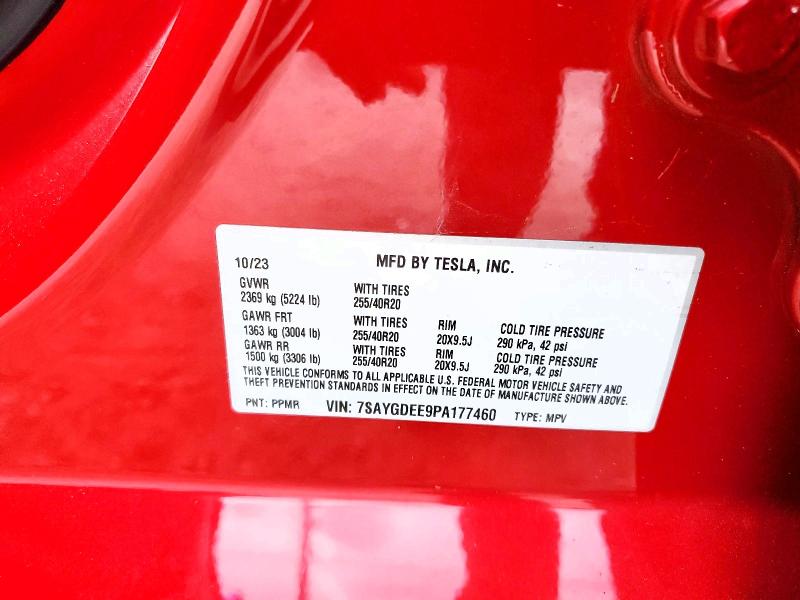 Продажа на аукционе авто 2023 Tesla Model Y, vin: 7SAYGDEE9PA177460, номер лота: 62921926
