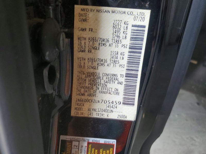 Продаж на аукціоні авто 2020 Nissan Frontier, vin: 1N6ED0CF2LN705459, номер лоту: 61314846