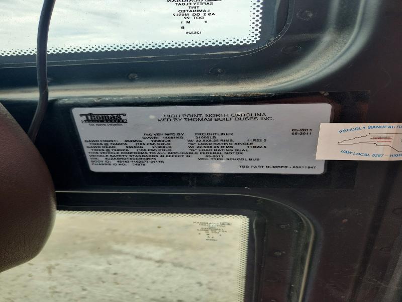 60885306 :رقم المزاد ، 4UZABRDTXCCBK4978 vin ، 2012 Thomabuses Bus مزاد بيع