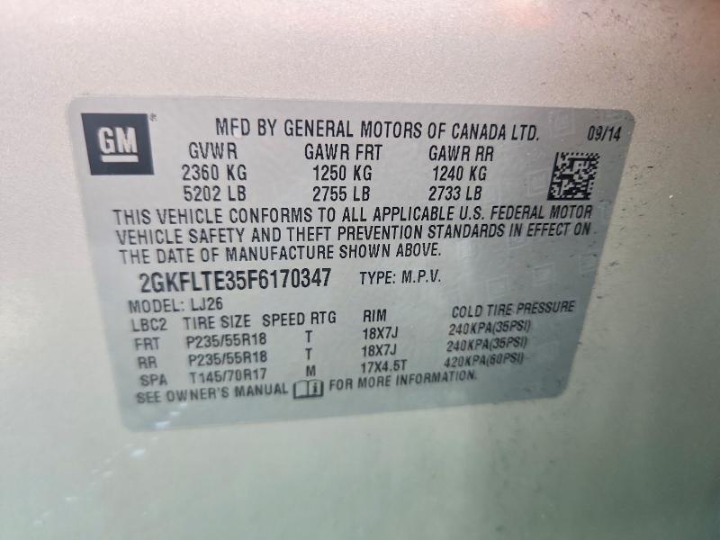 Продаж на аукціоні авто 2015 Gmc Terrain, vin: 2GKFLTE35F6170347, номер лоту: 59874826