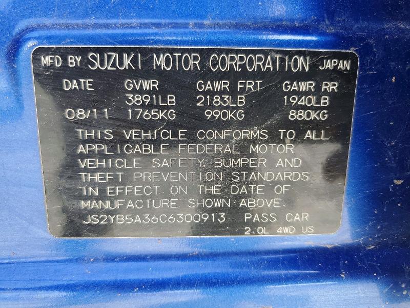 Продаж на аукціоні авто 2012 Suzuki Sx4, vin: JS2YB5A36C6300913, номер лоту: 61725506