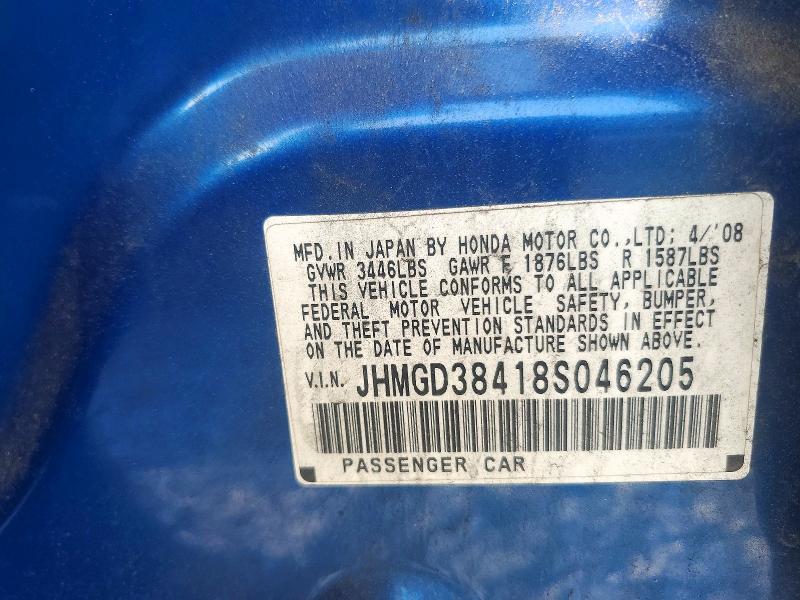 Продажа на аукционе авто 2008 Honda Fit, vin: JHMGD38418S046205, номер лота: 61899366
