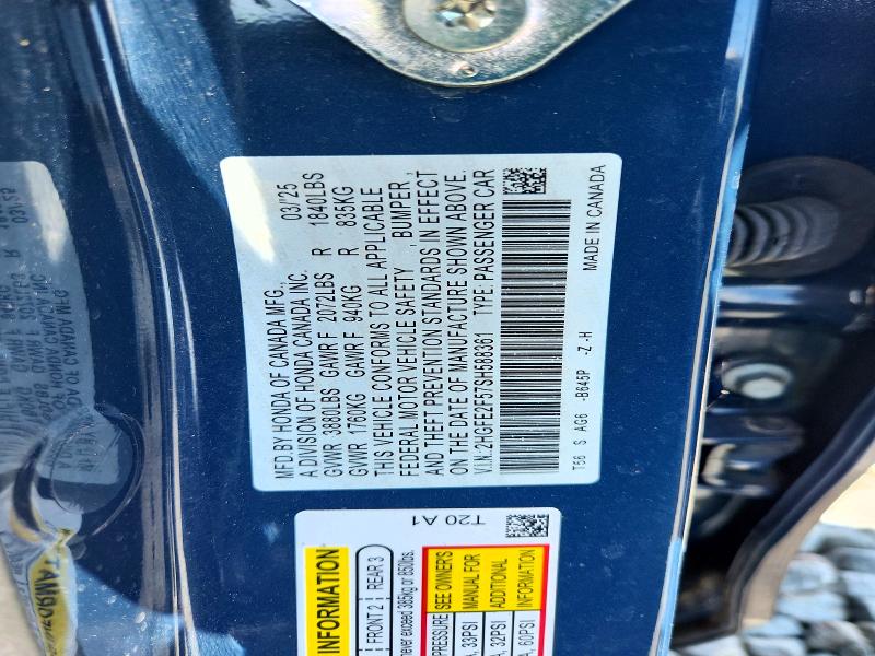 Продаж на аукціоні авто 2025 Honda Civic, vin: 2HGFE2F57SH588361, номер лоту: 59646346