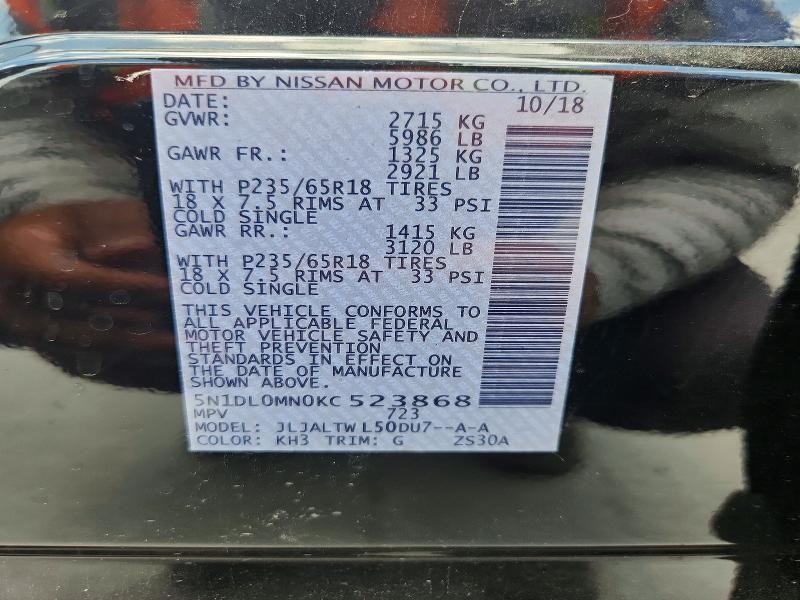 Продаж на аукціоні авто 2019 Infiniti Qx60, vin: 5N1DL0MN0KC523868, номер лоту: 59574346