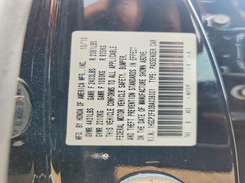 Aukcja sprzedaży 2011 Honda Accord, vin: 1HGCP2F83BA038001, numer aukcji: 61126686