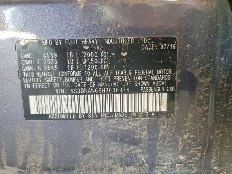 Aukcja sprzedaży 2017 Subaru Legacy, vin: 4S3BNAN66H3006974, numer aukcji: 63036556