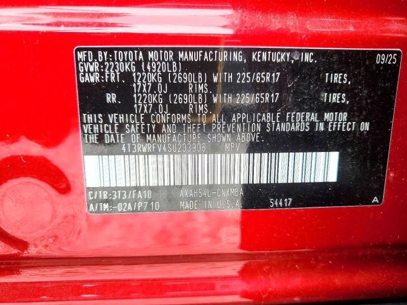 2025 Toyota Rav4 Hybrid მანქანა იყიდება აუქციონზე, vin: 4T3RWRFV4SU203906, აუქციონის ნომერი: 61813376