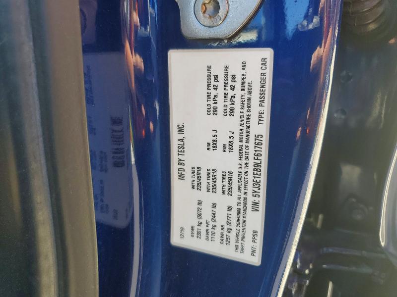 62351216 :رقم المزاد ، 5YJ3E1EB9LF617675 vin ، 2020 Tesla Model 3 مزاد بيع