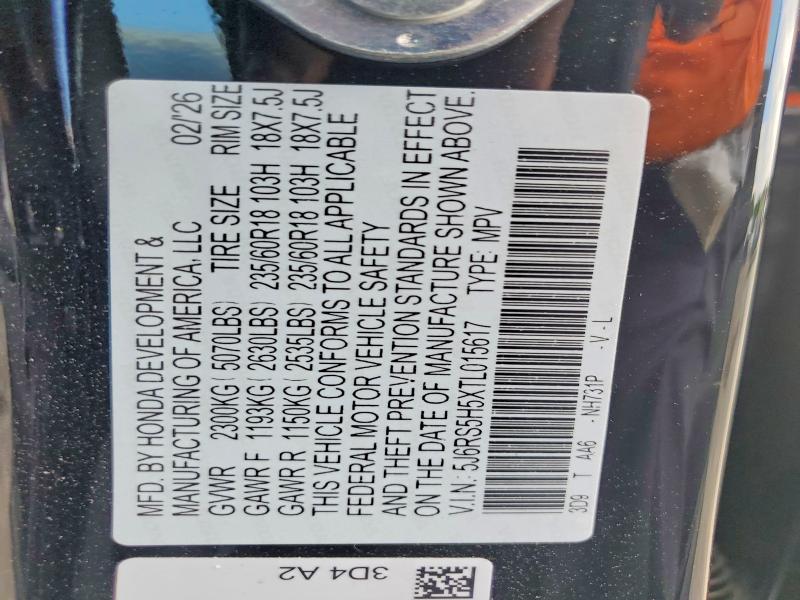 Продаж на аукціоні авто 2026 Honda Cr-v, vin: 5J6RS5H5XTL015617, номер лоту: 60116536