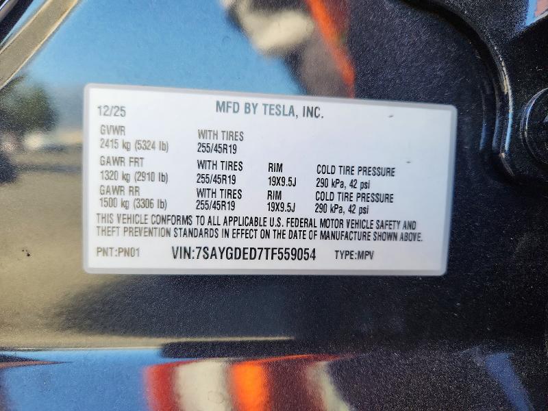 61916176 :رقم المزاد ، 7SAYGDED7TF559054 vin ، 2026 Tesla Model Y مزاد بيع