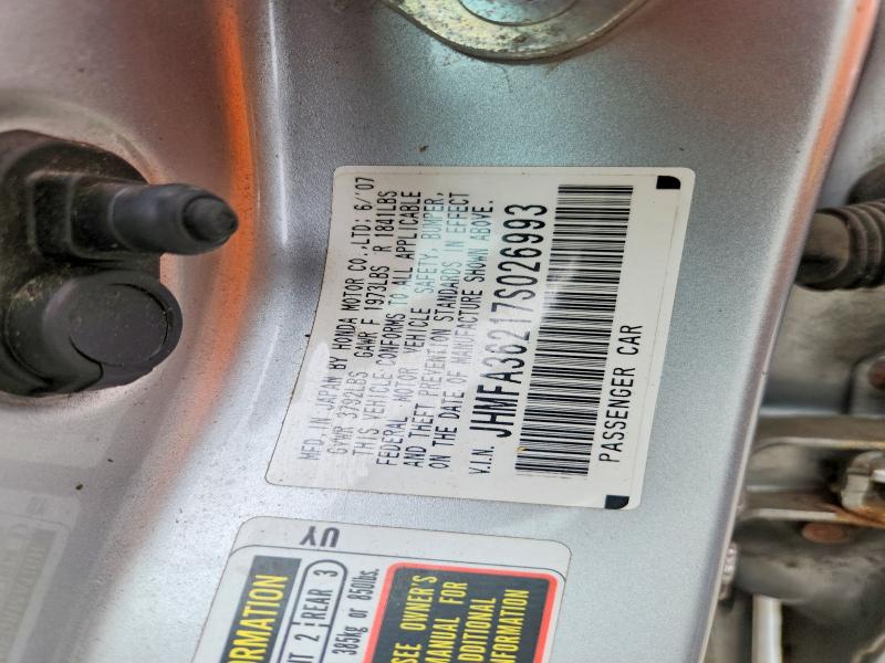 Продаж на аукціоні авто 2007 Honda Civic, vin: JHMFA36217S026993, номер лоту: 60303416