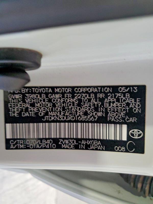 Aukcja sprzedaży 2013 Toyota Prius, vin: JTDKN3DUXD1685567, numer aukcji: 62255176
