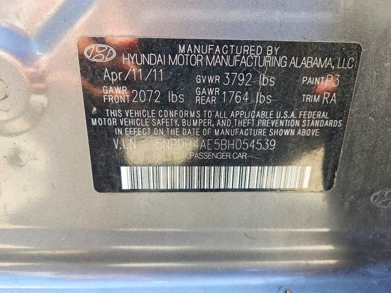 63354116 :رقم المزاد ، 5NPDH4AE5BH054539 vin ، 2011 Hyundai Elantra مزاد بيع