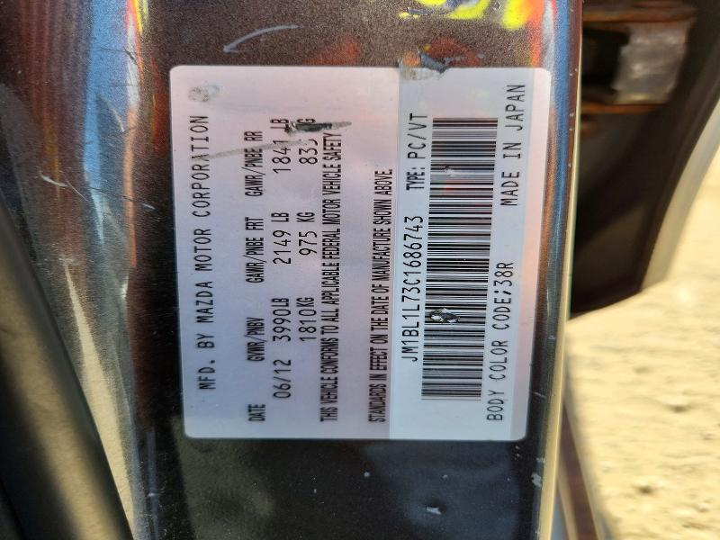 62573286 :رقم المزاد ، JM1BL1L73C1686743 vin ، 2012 Mazda 3 مزاد بيع
