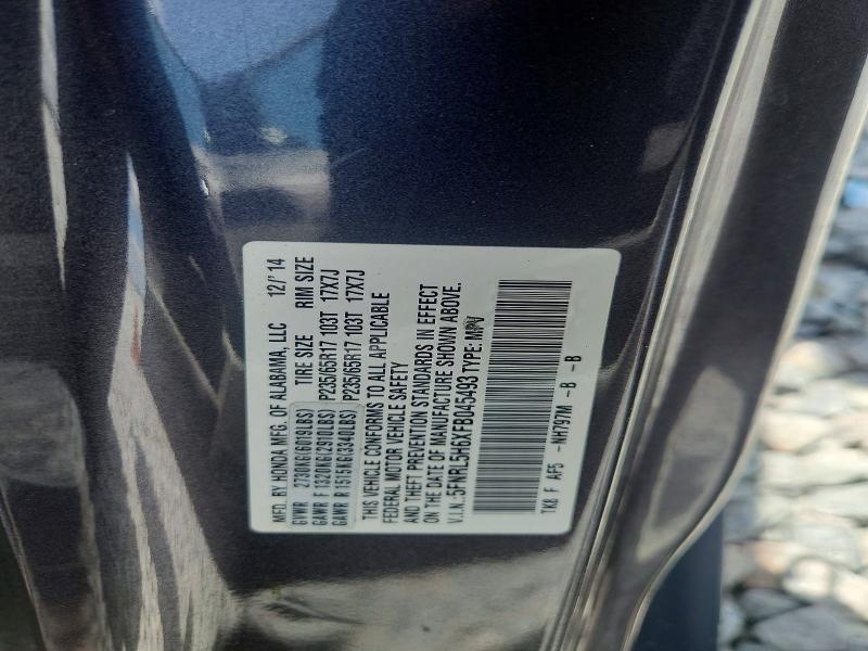 Aukcja sprzedaży 2015 Honda Odyssey, vin: 5FNRL5H6XFB045493, numer aukcji: 60321346