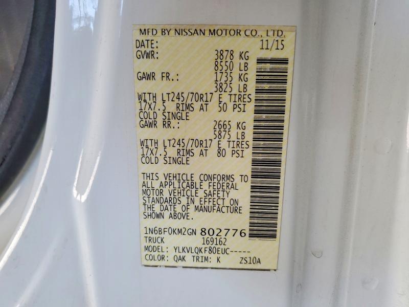 Продаж на аукціоні авто 2016 Nissan Nv, vin: 1N6BF0KM2GN802776, номер лоту: 62342386