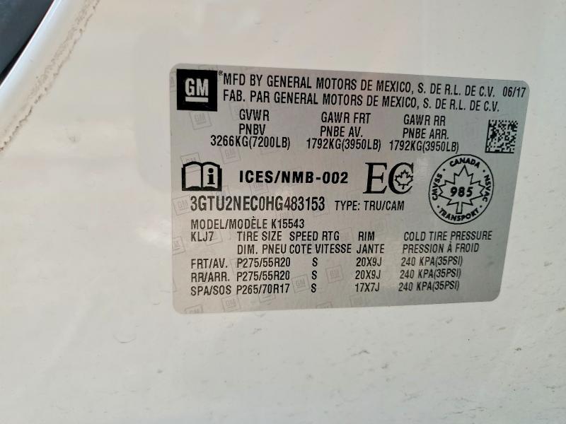 Продажа на аукционе авто 2017 Gmc Sierra, vin: 3GTU2NEC0HG483153, номер лота: 62089236