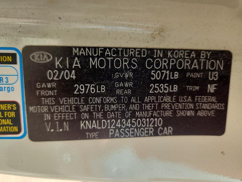 Aukcja sprzedaży 2004 Kia Amanti, vin: KNALD124345031210, numer aukcji: 61772586